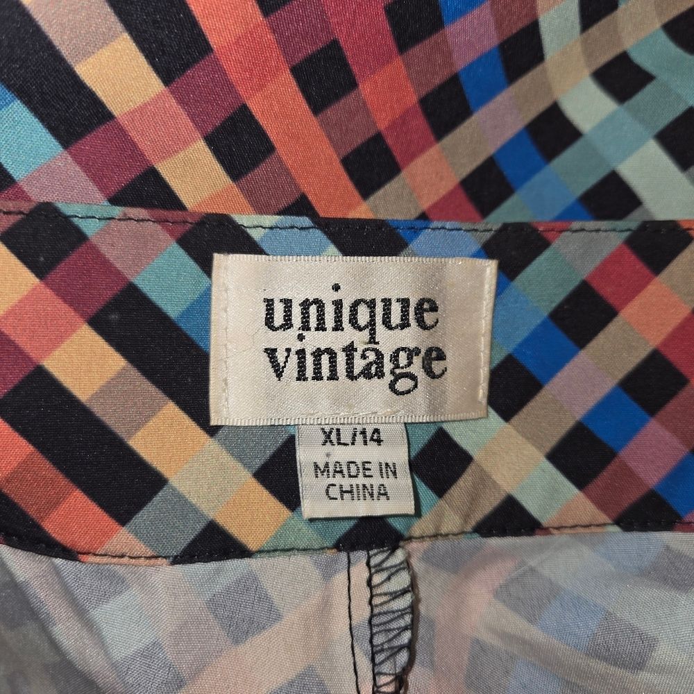 Unique Vintage Retro Multi-Color Geometric High-Waist Shorts - Mod 60s Style XL - Picture 6 of 7